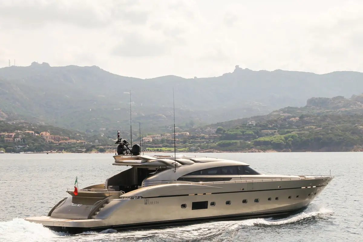 AB Yachts 116, main deck — Luxury Yacht Sardinia, Sardinia. A 36-metre sport profile built for full days afloat