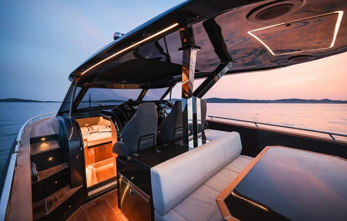 Forza 37, aft deck — Luxury Yacht Sardinia, Sardinia. A fast day-boat built for Costa Smeralda mornings