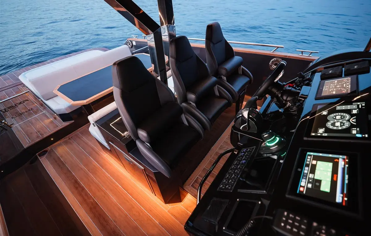 Forza 37, master cabin — Luxury Yacht Sardinia, Sardinia. A fast day-boat built for Costa Smeralda mornings