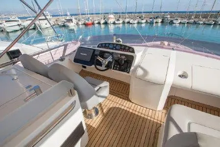 Princess 64 Fly, flybridge — Luxury Yacht Sardinia, Sardinia. A flybridge built for Costa Smeralda coastal days