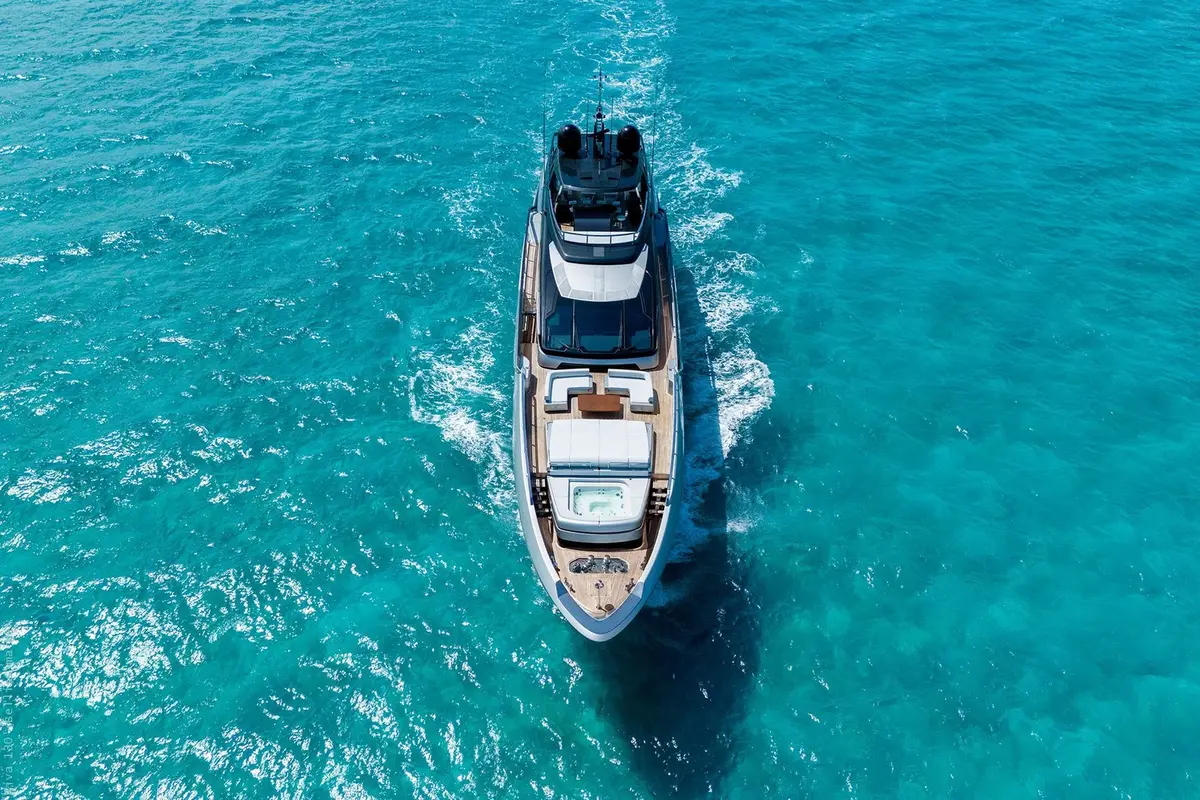 Riva 130, aft deck — Luxury Yacht Sardinia, Sardinia. Forty metres of Italian styling for Costa Smeralda cruising