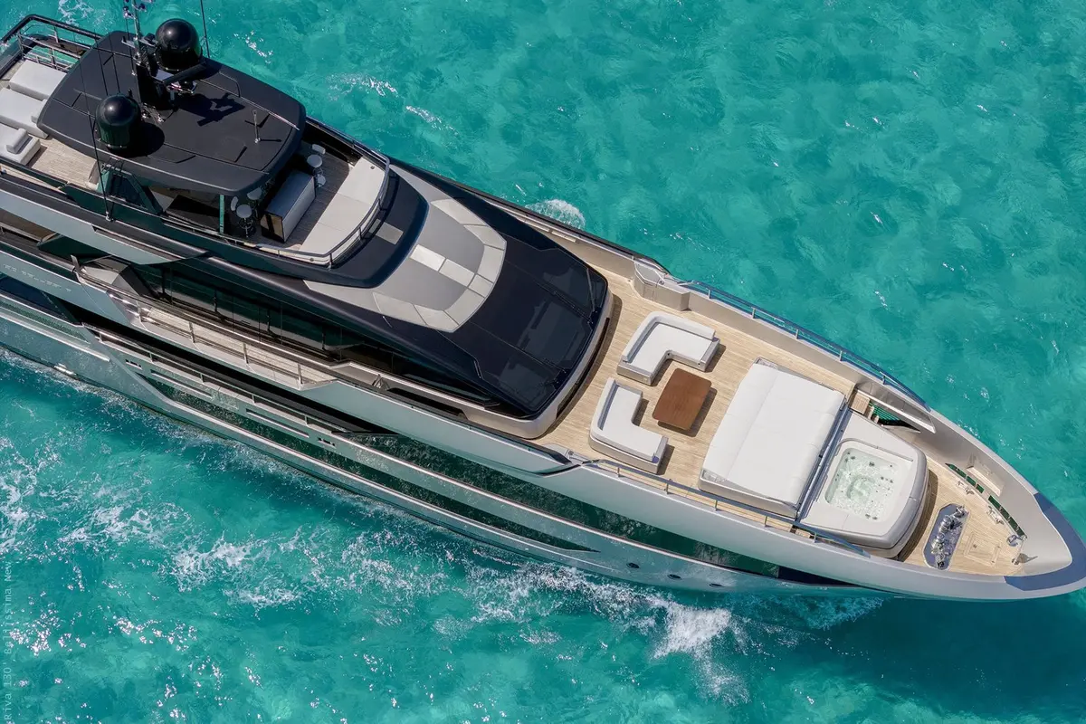 Riva 130, salon — Luxury Yacht Sardinia, Sardinia. Forty metres of Italian styling for Costa Smeralda cruising