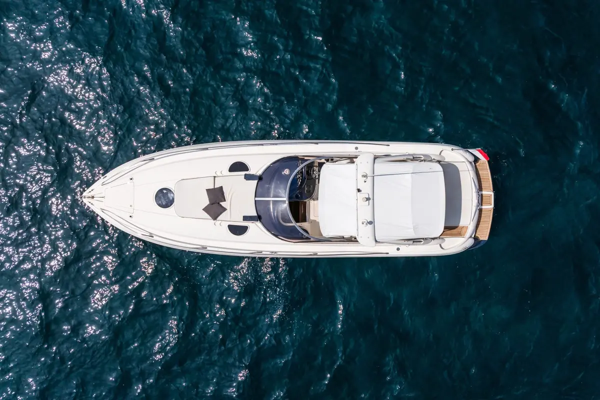 Superhawk 34, main deck — Luxury Yacht Sardinia, Sardinia. Fast, open-deck runs along the Costa Smeralda coast